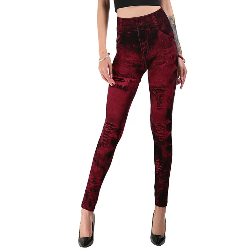 Women's Faux Denim Stretch Leggings