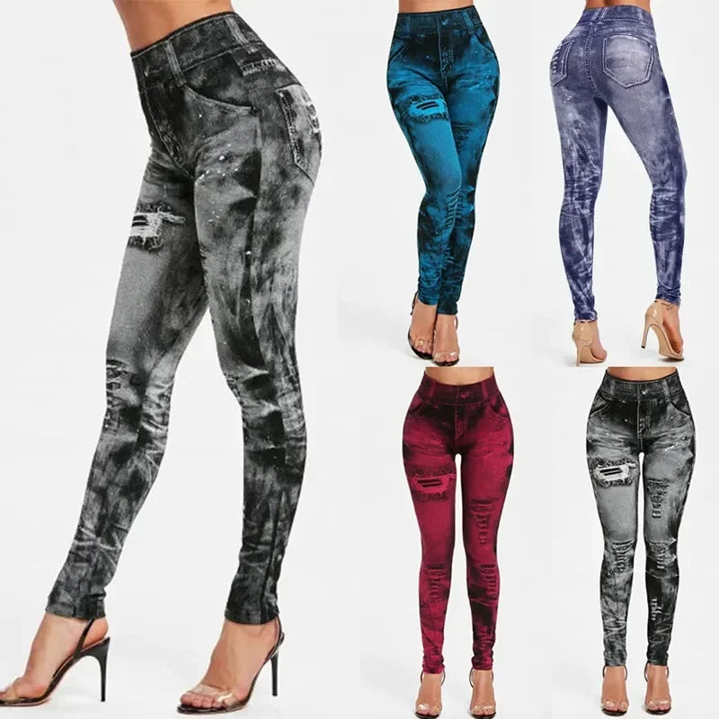 Women's Faux Denim Stretch Leggings