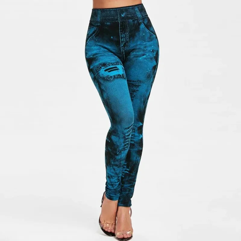 Women's Faux Denim Stretch Leggings