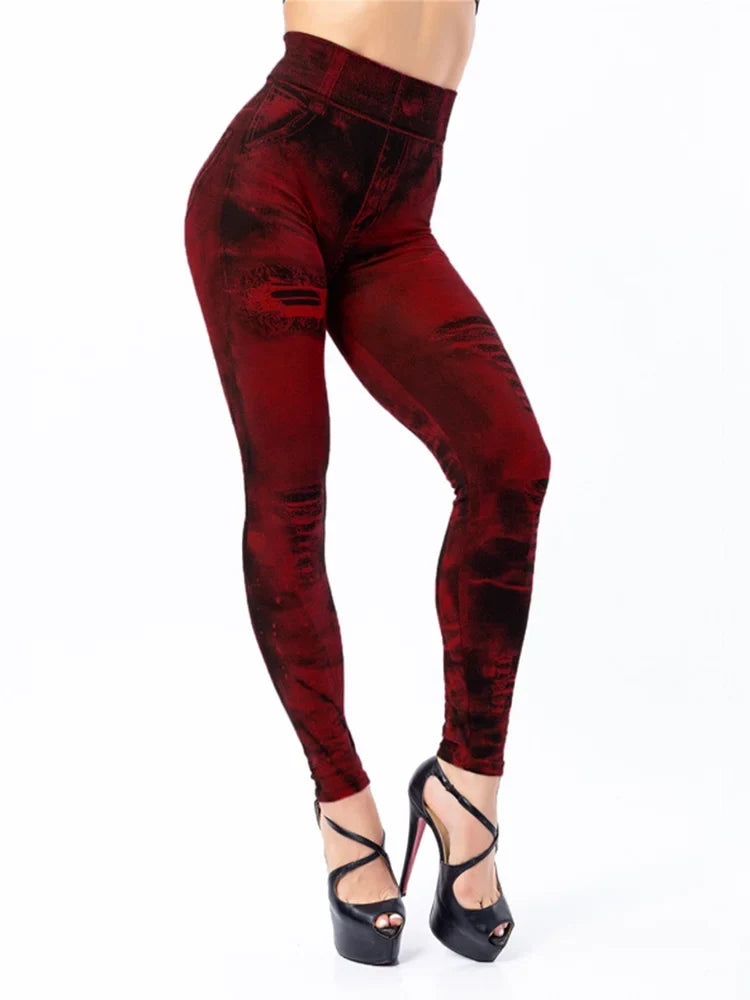 Women's Faux Denim Stretch Leggings