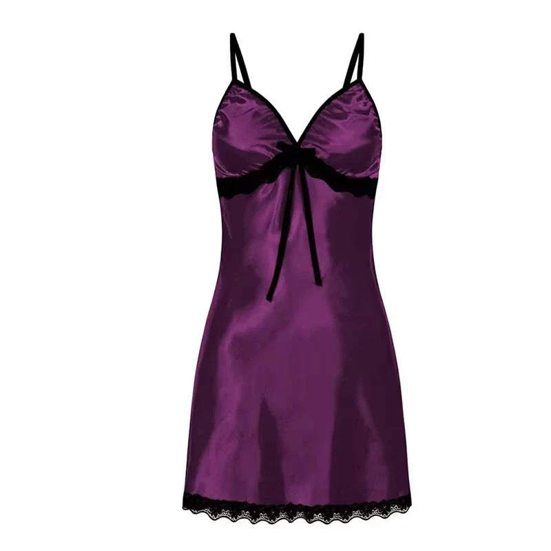 Women Sexy Sleepwear Silk Satin Nightwear Slip Dress Sleeveless Pajamas Nightgown Plus Size Nightwear Comfortable