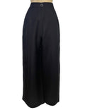 Scout 1940s Solid Black Cotton Linen Wide Leg Trouser