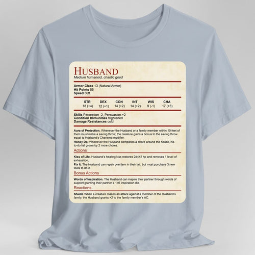 D&D Husband Stat Block T-Shirt