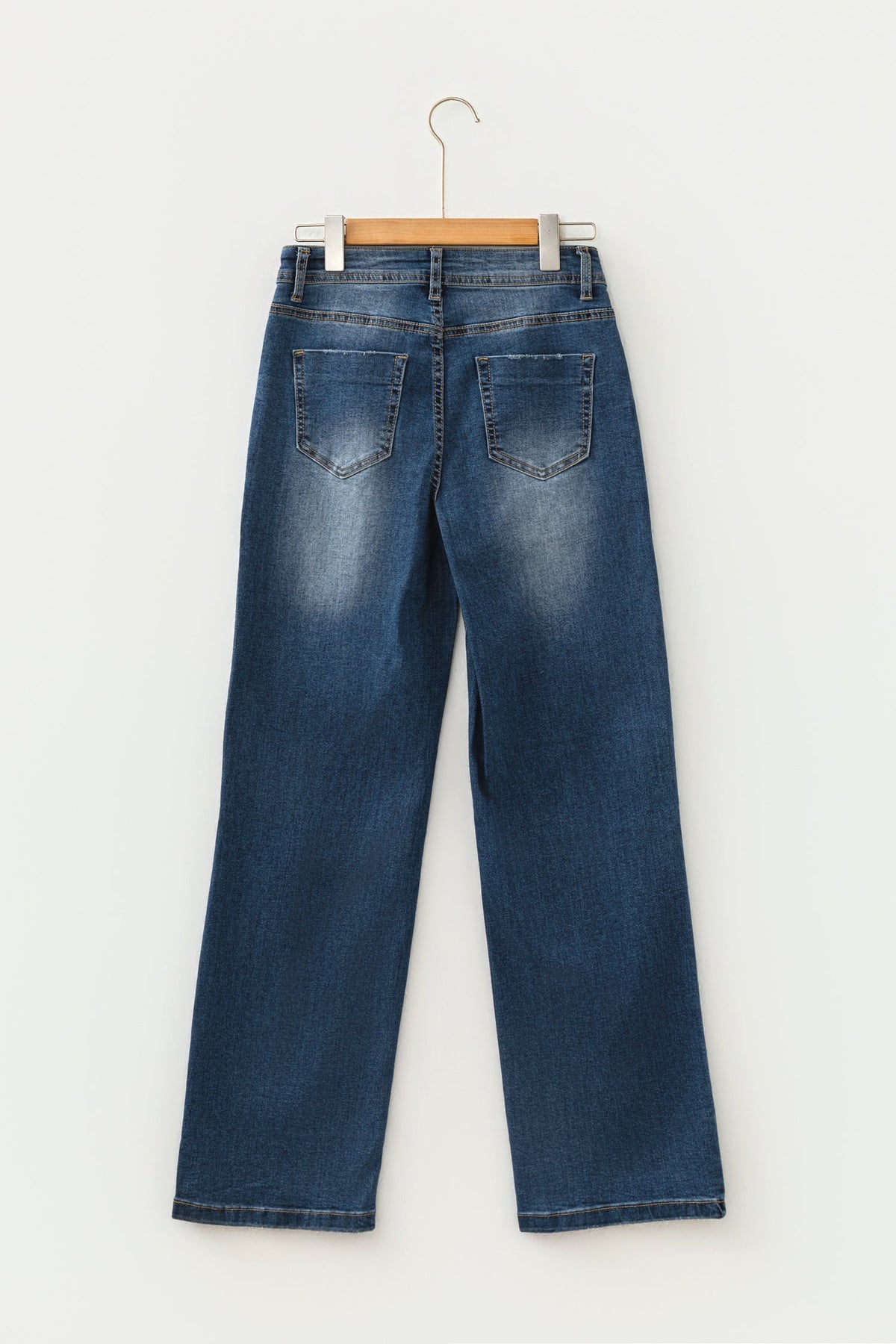 Ashleigh Blue Acid Washed Straight Leg Full Length Casual Jeans