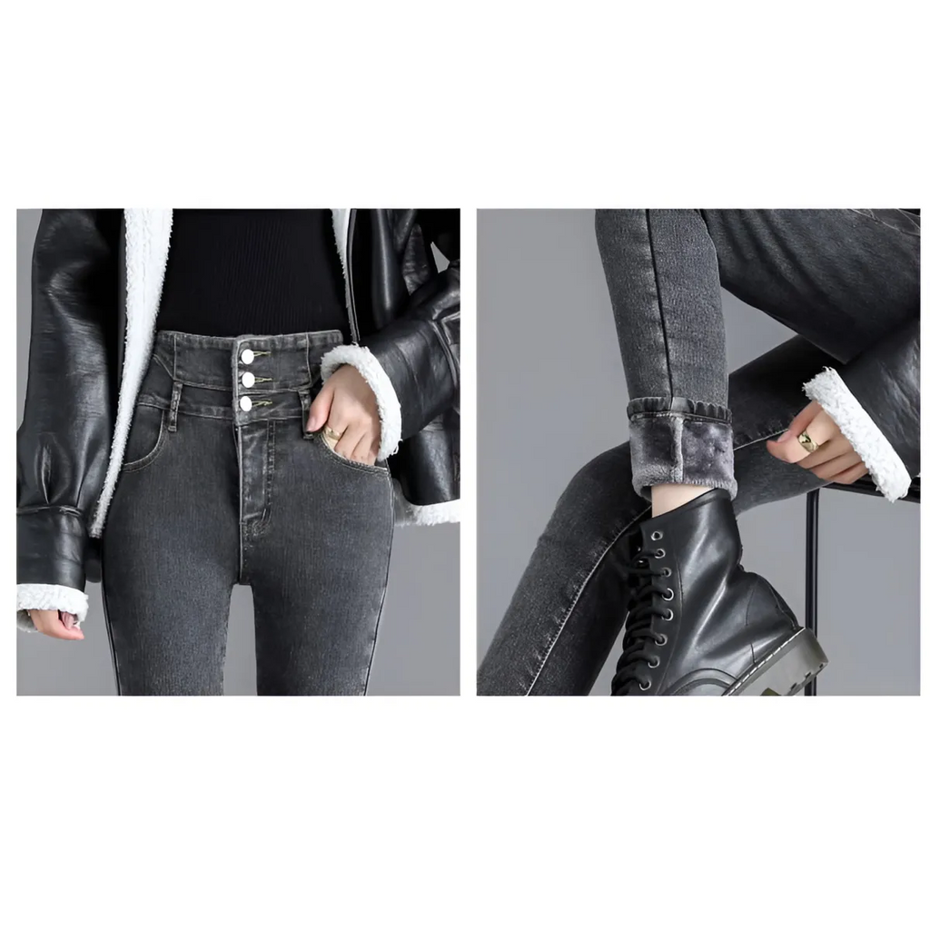Thick Fleece High-waist Skinny Jeans