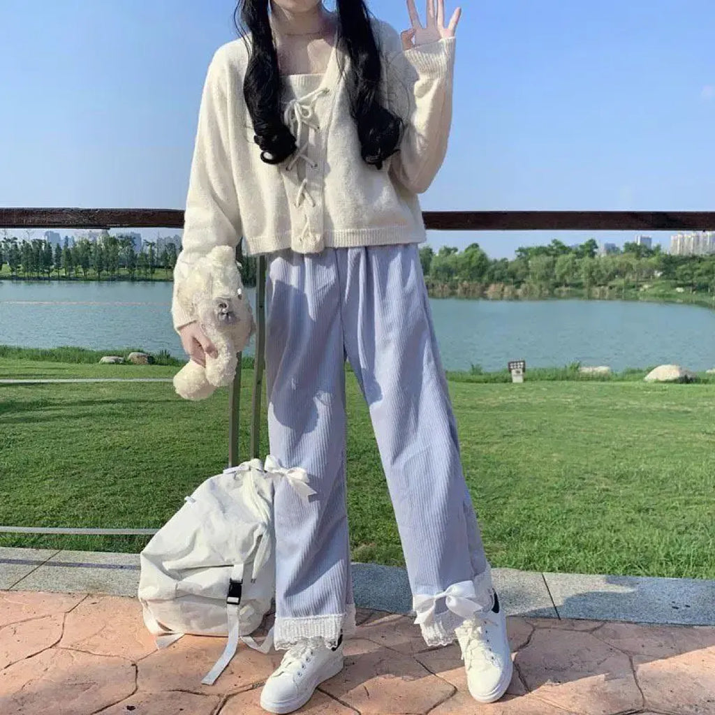 Kawaii High Waist Corduroy Lolita Pants
