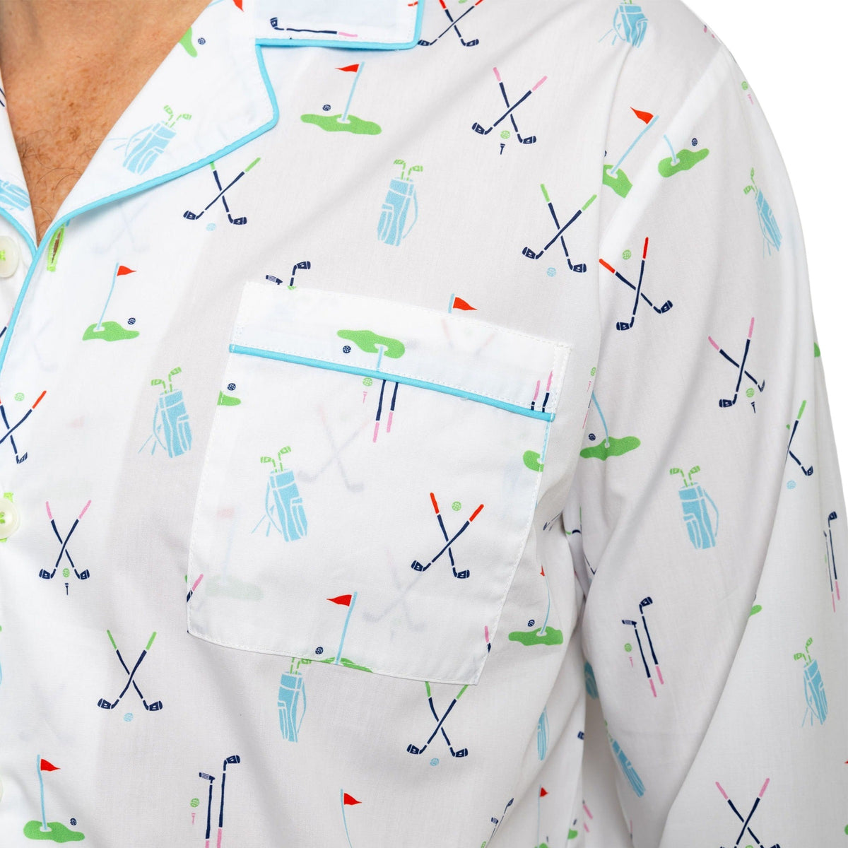 Men's Golf Long PJ Set - Organic Cotton Poplin