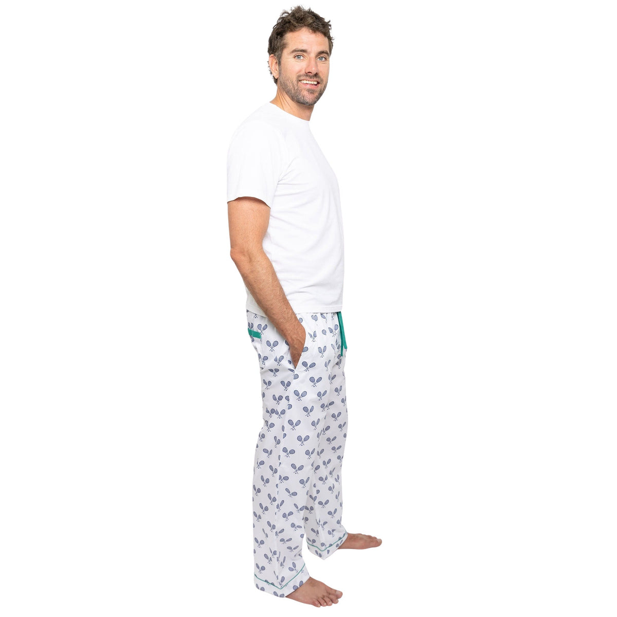 Men's Tennis Navy PJ Pants - Organic Cotton Poplin